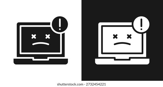 Icono de error del sistema en estilo de glifo blanco y negro