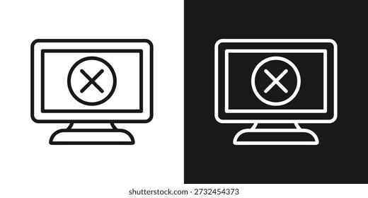 Icono de error del sistema en estilo de línea blanca y negra