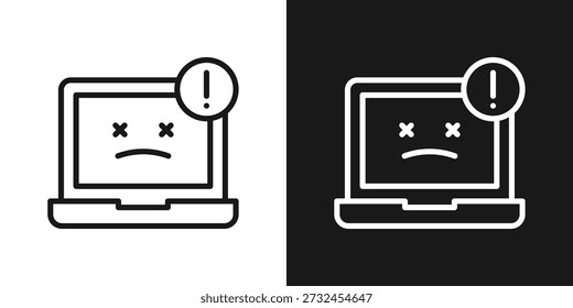 Icono de error del sistema en estilo de línea blanca y negra