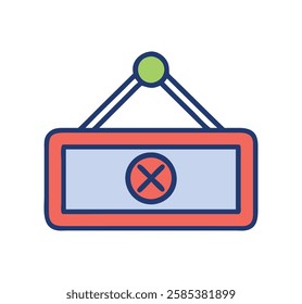 System error icon with cancellation sign financial crisis
