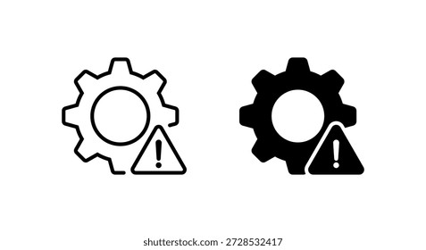 Ícone de erro do sistema. Engrenagem com símbolo de ponto de exclamação. Sinal de aviso técnico