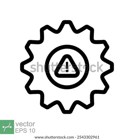 System error icon. Simple outline style. Risk alert, failure, mechanical gear engine, trouble service, caution, technology concept. Line vector illustration isolated on white background. EPS 10.