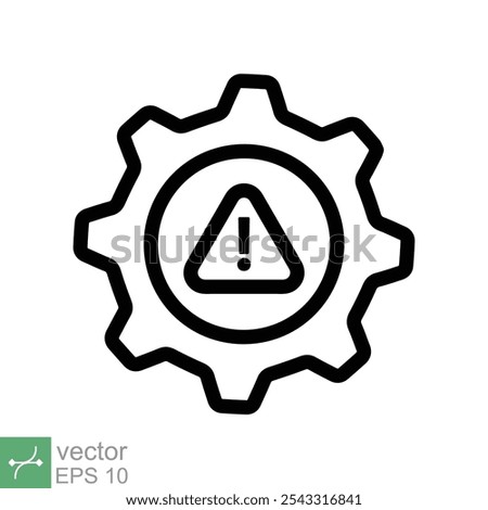 System error icon. Simple outline style. Risk alert, failure, mechanical gear engine, trouble service, caution, technology concept. Line vector illustration isolated on white background. EPS 10.