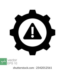 System error icon. Simple solid style. Risk alert, failure, mechanical gear engine, trouble service, caution, technology concept. Glyph vector illustration isolated on white background. EPS 10.