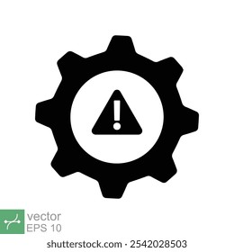 System error icon. Simple solid style. Risk alert, failure, mechanical gear engine, trouble service, caution, technology concept. Glyph vector illustration isolated on white background. EPS 10.