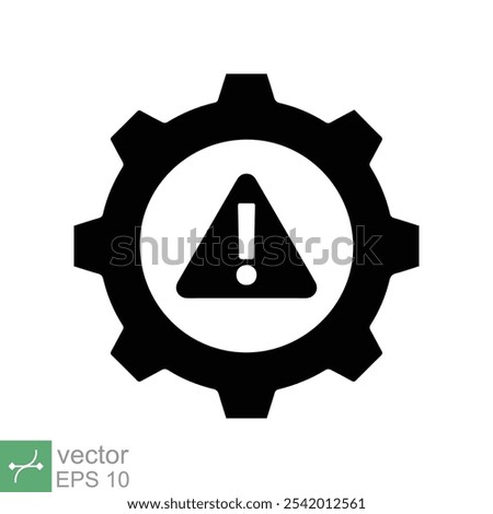 System error icon. Simple solid style. Risk alert, failure, mechanical gear engine, trouble service, caution, technology concept. Glyph vector illustration isolated on white background. EPS 10.