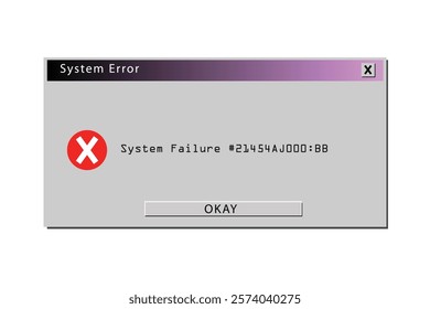 System error popup. Retro window of alert mockup vector illustration design background