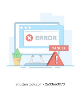 system error suppression concept. operating system error and warning notification, error message. operating system error, windows operating system warning. flat design illustration.