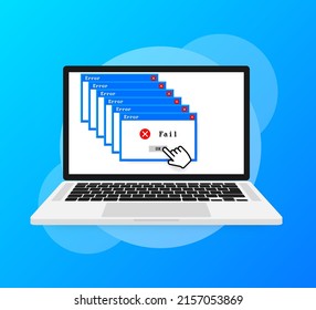 System Error Vector Icon Failure Pc Interface. Error Message Computer Window Alert Popup