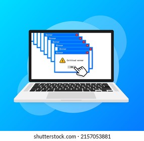 System error vector icon failure pc interface. Error message computer window alert popup