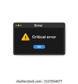 System error vector icon failure pc interface. Error message computer window alert popup