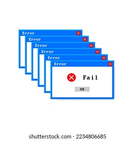 System error vector icon failure pc interface. Error message computer window alert popup