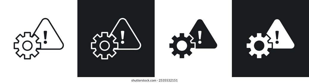 Icono de Vector de error del sistema en blanco y negro. Ilustración EPS 10