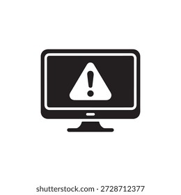 Icono de silueta de alerta de error y advertencia del sistema para problemas de software