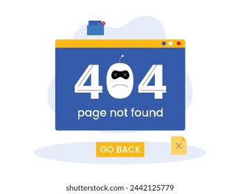 System error warning on a website, vector illustration 404 page not found.
