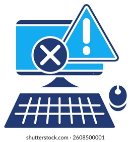 System Failure icon represented by computer with warning sign Dualtone style.