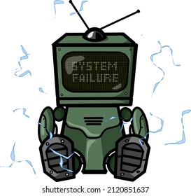 system failure robot pixel display screen