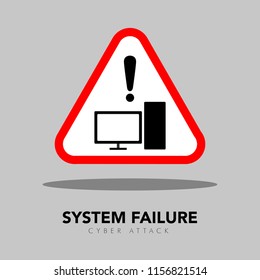System failure warning symbol. Cyber security concept