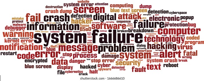 System failure word cloud concept. Collage made of words about system failure. Vector illustration