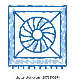 system fan computer component sketch icon vector. Hand drawn blue doodle line art system fan computer component sign. isolated symbol illustration
