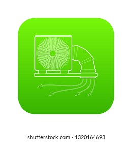 System fan and pipe icon green vector isolated on white background