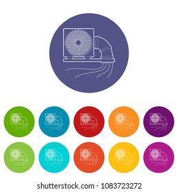 System fan and pipe icon. Outline illustration of system fan and pipe vector icon for web design