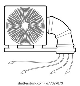 System fan and pipe icon. Outline illustration of system fan and pipe vector icon for web design