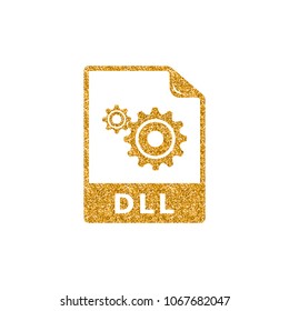 System file format icon in gold glitter texture. Sparkle luxury style vector illustration.
