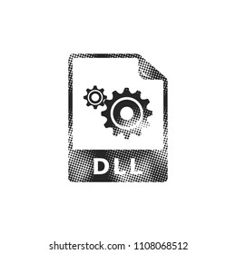 System file format icon in halftone style. Black and white monochrome vector illustration.