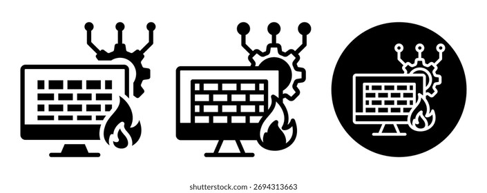 Symbolsammlung für System-Firewall-Symbol, Glyphe und Vektorgrafik mit gemischter Darstellung