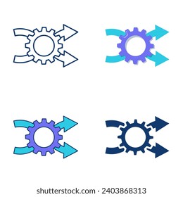 System flexibility icon set in flat and line style. Adaptability, agile technology. Vector illustration