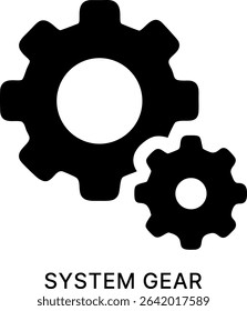 System Gear Settings Mechanism Black Fill Icon Design