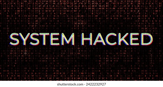 System Hack Alert. Exploit Attack Alert on Red Binary Cryptographic Background. System Virus, Crypto Rug Pull, Blockchain REKT Concept