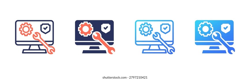 System Hardening icon set multiple color collection