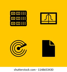 system icon. 4 system vectors with file, radar, gaussian function and server icons for web and mobile app