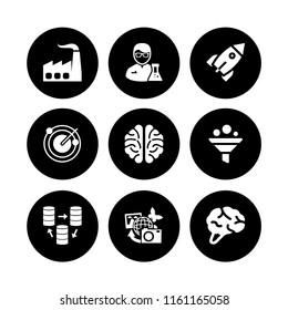 system icon. 9 system set with science, earth pictures, brain and radar vector icons for web and mobile app
