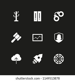 system icon. 9 system vectors with files, rack, gavel and security icons for web and mobile app