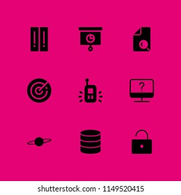 system icon. 9 system vectors with saturn, database, walkie talkie and radar icons for web and mobile app
