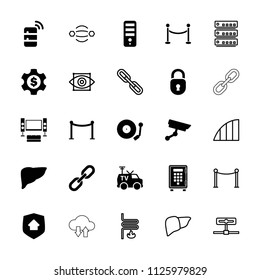 System icon. collection of 25 system filled and outline icons such as red carpet barrier, cpu, tv van, gramophone, home security. editable system icons for web and mobile.