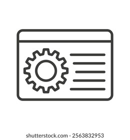 System Icon Depicting Gears and Network Connections in Black and White