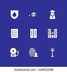 system icon set. files, fingerprint and earth and moon vector icon for graphic design and web