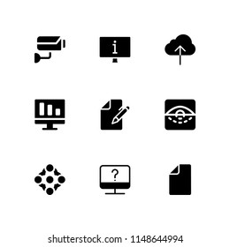 system icon set. monitor, eye scan and file vector icon for graphic design and web