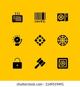 system icon set. radar, alarm and safe box vector icon for graphic design and web