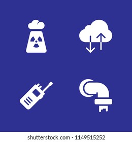 system icon set. radiation, walkie talkie and cloud computing vector icon for graphic design and web