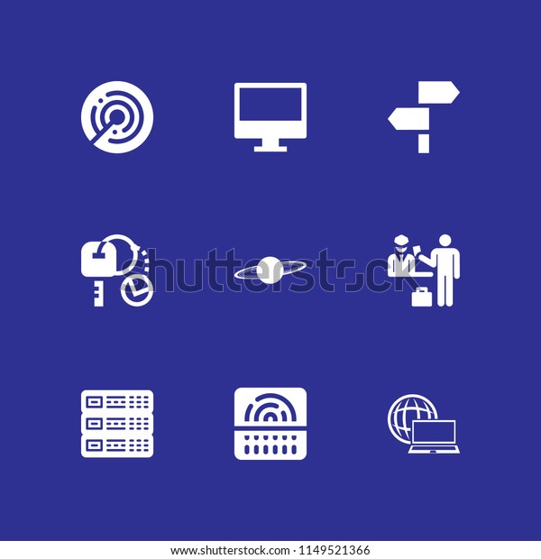 system icon set. server, radar and car key vector\
icon for graphic design and\
web