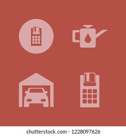 system icon. system vector icons set private garage, car oil and pos terminal