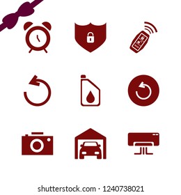 system icon. system vector icons set reload arrow, camera, car key signal and alarm