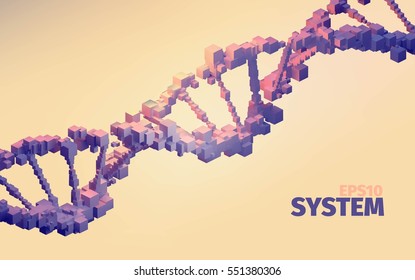System illustration. 3d vector abstract background. Cube elements. Boxes structure