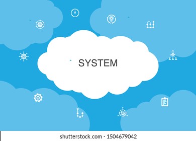 system Infographic cloud design template.management, processing, plan, scheme simple icons