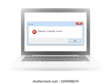 System information message on a laptop screen. Operating system error warning. Vector Illustration.